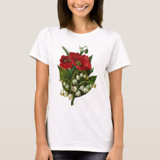 T-shirt Conception vintage du muguet et de pavot