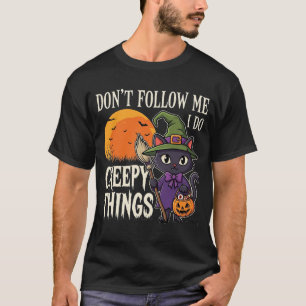 T-shirt Conceptions de chat de sorcière d'Halloween créatu