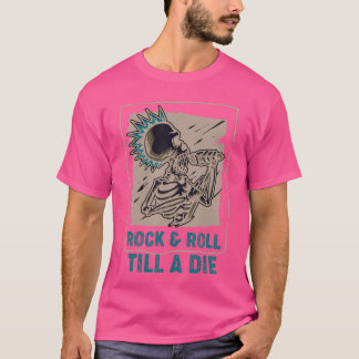 T-shirt Concert de Skeleton Rock Roll Till A Die Punk Rock