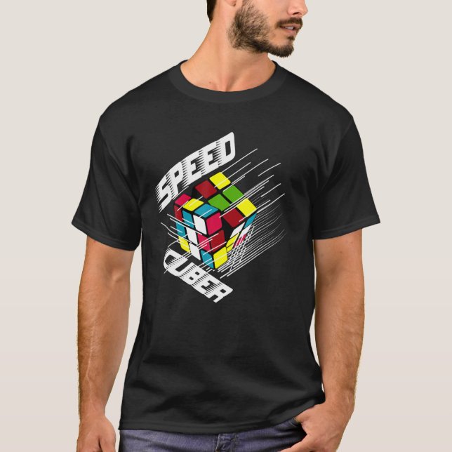 T-shirt Concurrence Puzzle Cube Vitesse Cuber Hobby 80'S V (Devant)