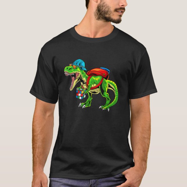 T-shirt Concurrence Puzzle Speedcubing Dinosaur Math (Devant)