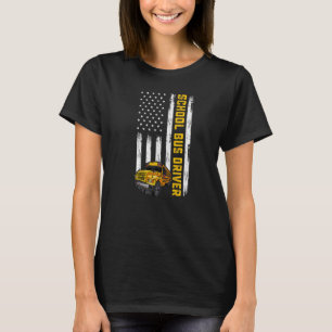 T-shirt Conducteur de bus scolaire drapeau américain Usa F