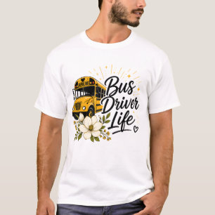 T-Shirt Conducteur de Bus Scolaire Floral - "La Vi