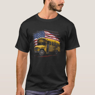 T-shirt Conducteur de bus scolaire jaune sur le drapeau am