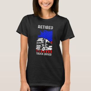 T-shirt Conducteur de camion retraité US Drapeau Trucker R