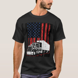 T-shirt Conducteur de semi-remorque US American Flag 18 Wh