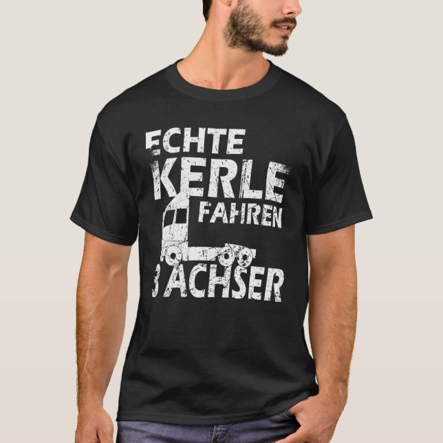 T-shirt Conducteur Longue Distance Homme, 3 Essieu, Camion (Devant)
