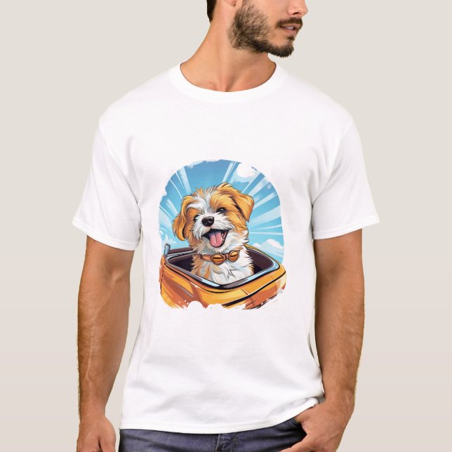 T-shirt conduite de chien voiture rétro Idée (Devant)