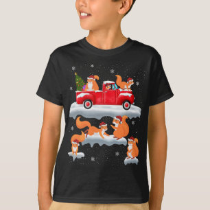 T-shirt Conduite d'écureuils Arbre de Noël Camion Rouge Éc
