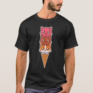 T-shirt Cône de glace chat, thé miaou de chaton mignon