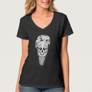 T-shirt Cône de glace crâne Gothique Goth Effrayant Hallow