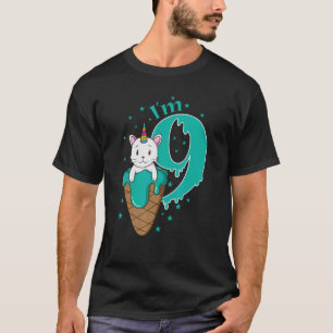 T-shirt Cône de glace Licorne Chat 9e Anniversaire