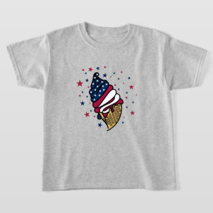 T-shirt Cône de glace Rouge Blanc Bleu glace délicieuse En