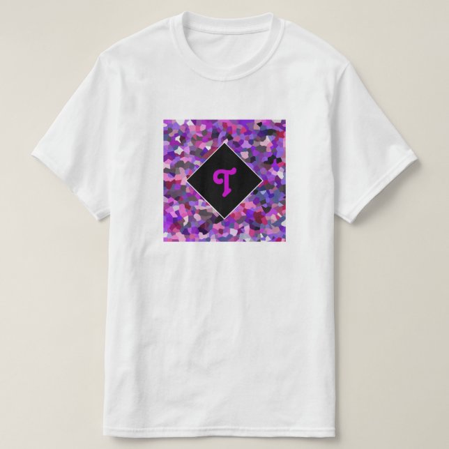 T-shirt Confetti violet monogramme (Design devant)
