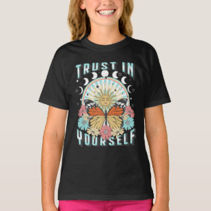 T-shirt Confiance en soi Soleil céleste et papillon