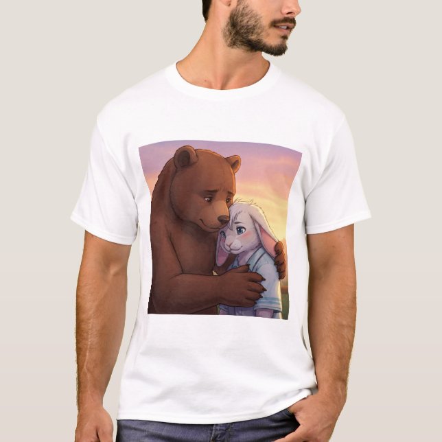 T-shirt Confort doux : une prise d'ours et de lapin (Devant)