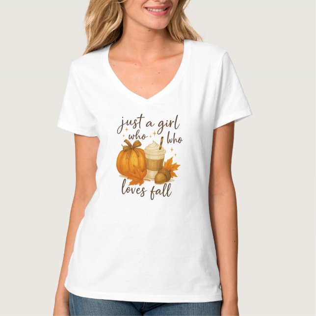 T-shirt Confortable Citrouille d'automne et Café Fall Love (Devant)