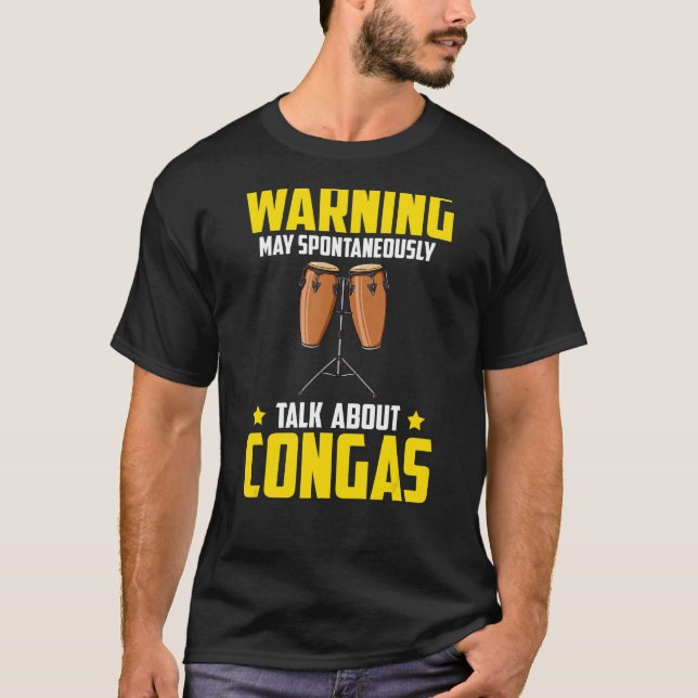 T-shirt Conga Drum Music Instrument Leçon Player Débutant (Devant)