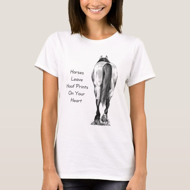 T-shirt Congé Hoofprints de chevaux sur votre coeur : Art (Devant)