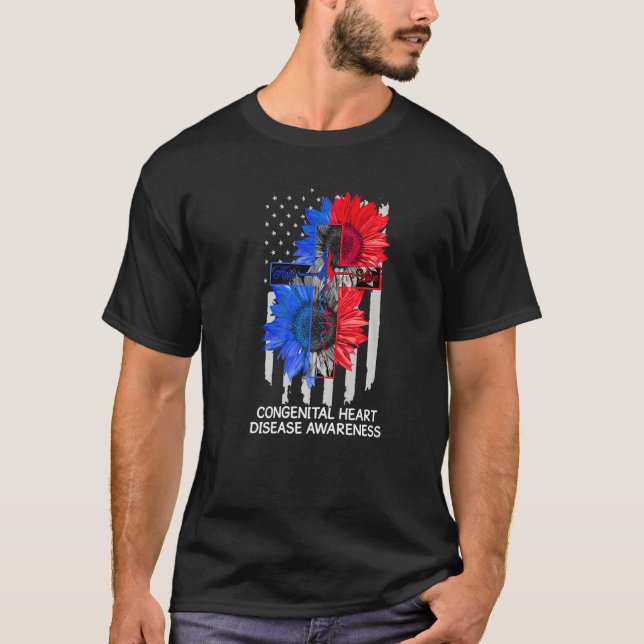 T-shirt Congenital Heart Disease Awareness US Flag Faith C (Devant)