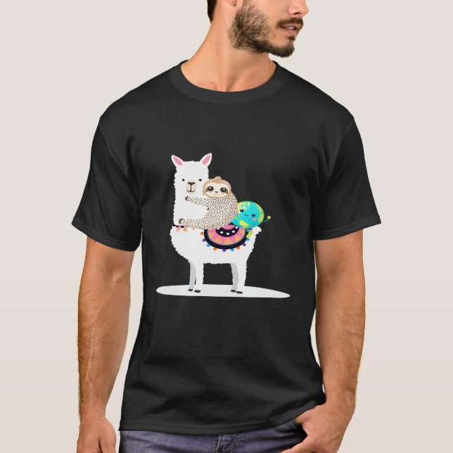 T-shirt Connaissance de l'environnement Sloth Llama Animal (Devant)