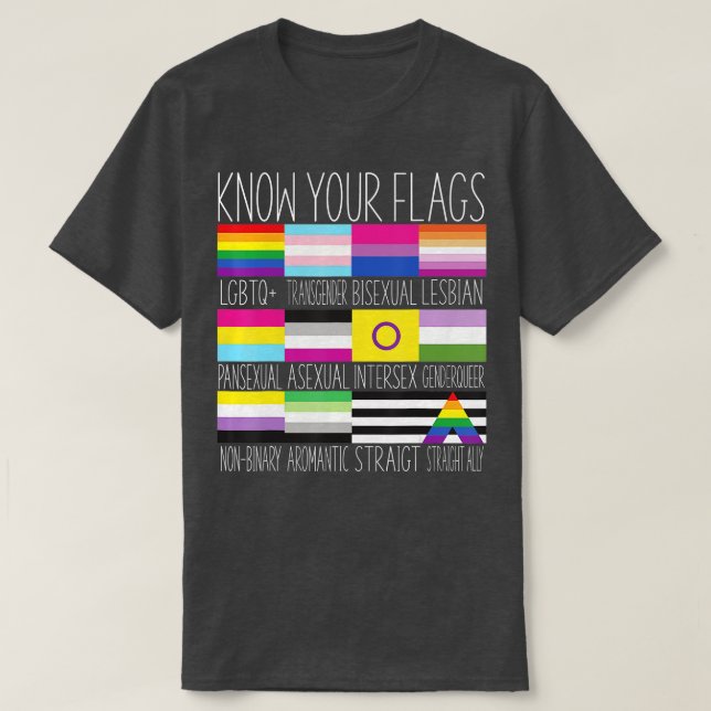 T-shirt Connaissez vos drapeaux LGBTQ+ Gay pride Drapeau T (Design devant)