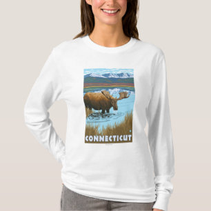 T-shirt ConnecticutMoose buvant dans le lac