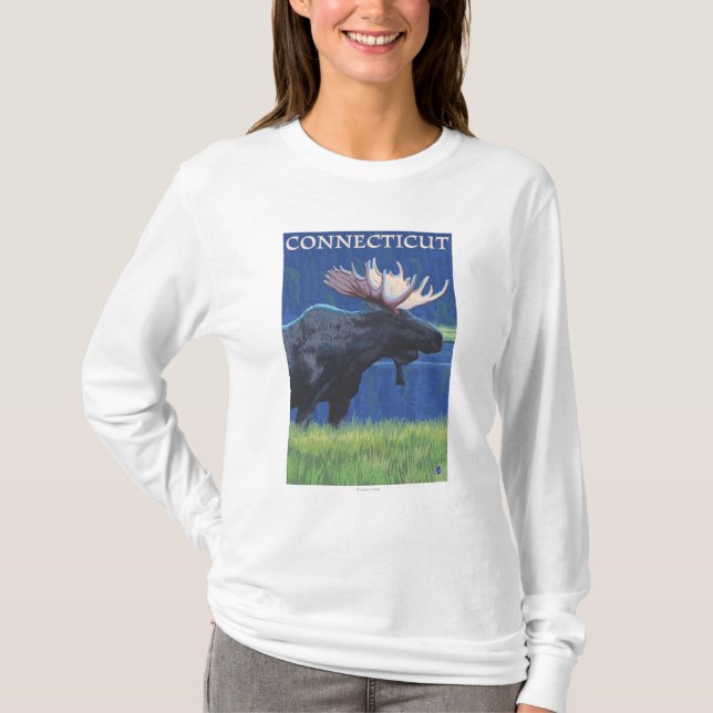 T-shirt ConnecticutMoose dans le clair de lune (Devant)