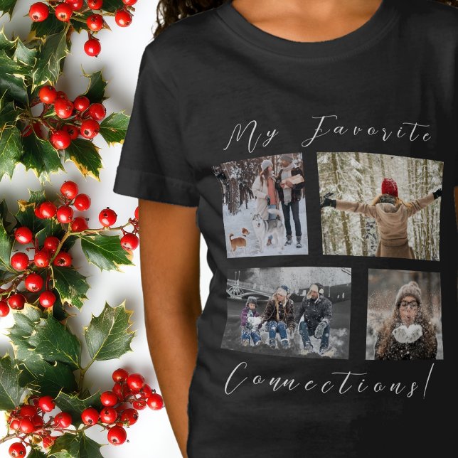 T-Shirt Connexions préférées du Modèle photo à 4 écrans (Créateur téléchargé)