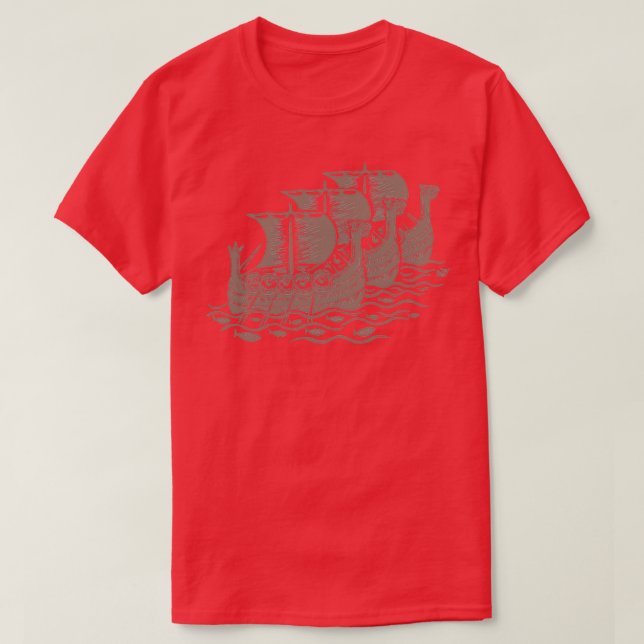 T-shirt Conquête de la coupe viking Imprimer Gris chaud (Design devant)