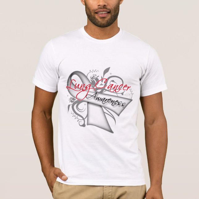 T-shirt Conscience de cancer de poumon de ruban (Devant)