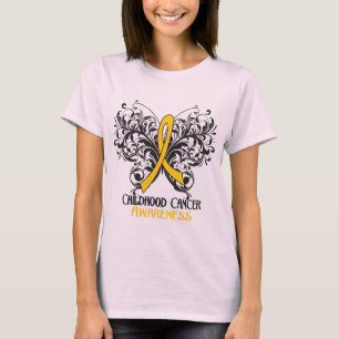 T-shirt Conscience de Cancer d'enfance de papillon