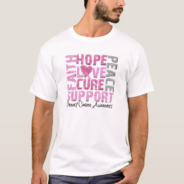 T-shirt Conscience de cancer du sein de traitement d'amour (Devant)