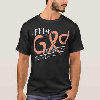 T-shirt Conscience du cancer utérin Mon Dieu est plus fort
