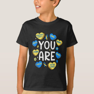 T-shirt Conscience du syndrome de Down Coeur de bonbons po