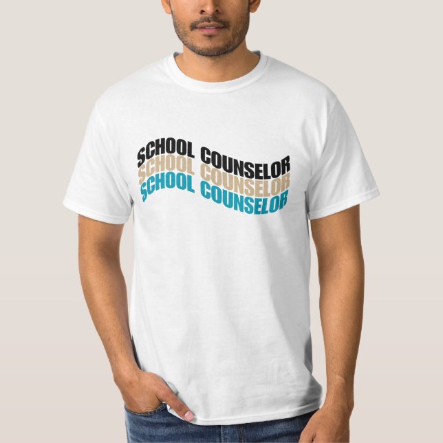 T-shirt Conseiller scolaire en texte ondulé Hommes simples (Devant)