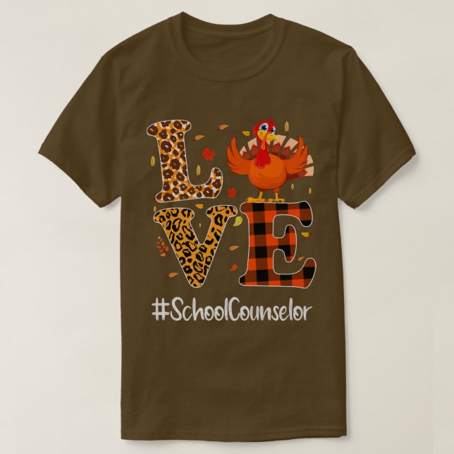 T-shirt Conseiller scolaire Love Thanksgiving Leopard Turk (Design devant)