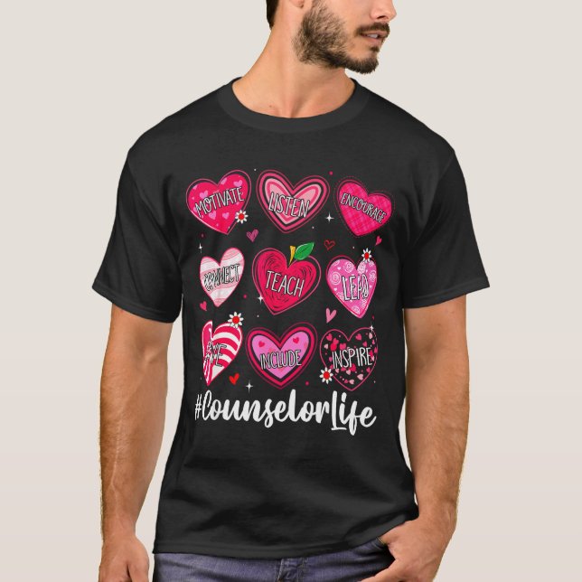 T-shirt Conseiller Vie Scolaire Counseling Hearts École Va (Devant)
