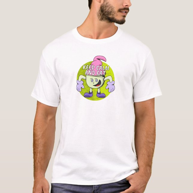 T-shirt Conserver le calme et manger (Devant)