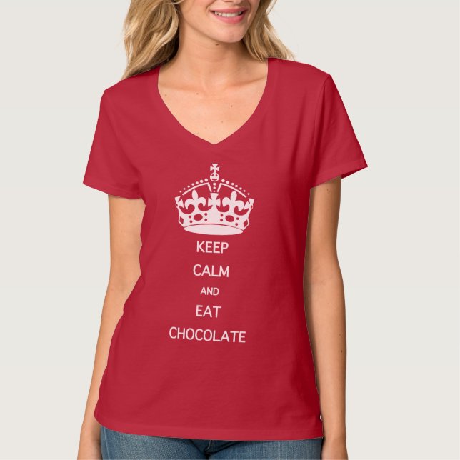 T-SHIRT CONSERVEZ LE CHOCOLAT DE MANGE CALME (Devant)