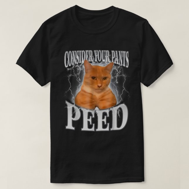 T-shirt Considérez votre pantalon Peed Silly Chat Mème Drô (Design devant)