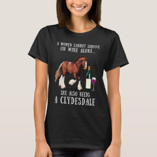 T-shirt Consommation de vin et promenade à cheval Clydesda