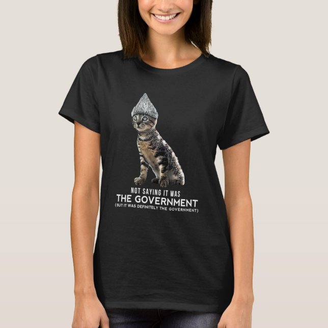 T-shirt Conspiracy Cat Tin Foil Hat Governmen Men (Devant)