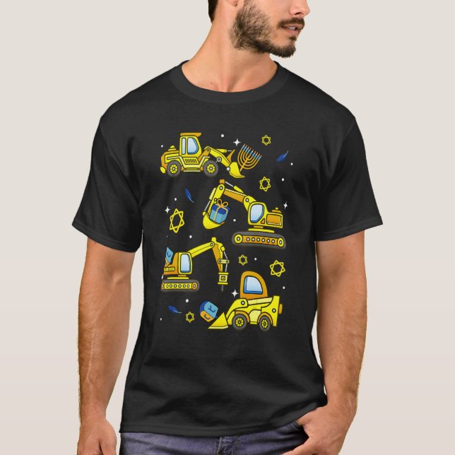 T-shirt Construction de grue Chanukah Pajamas Enfants Garç (Devant)