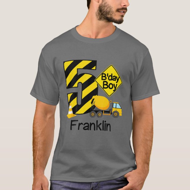 T-shirt Construction Enfants 5E Anniversaire Franklin Boys (Devant)