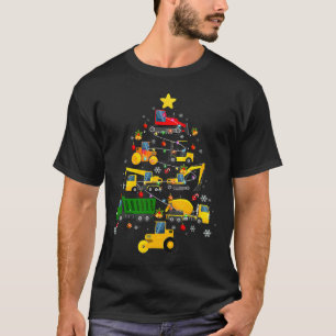 T-shirt Construction Excavateur Arbre de Noël Garçons Fill