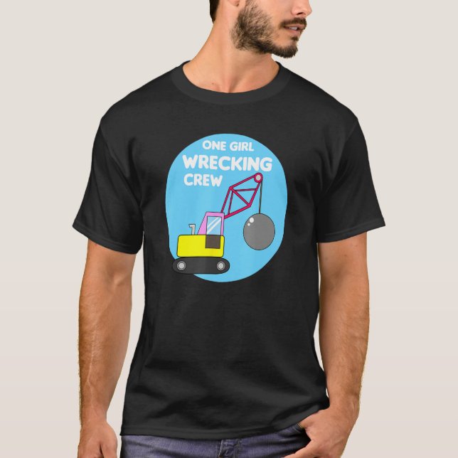 T-shirt Construction Girl Excavator Truck Building Site (Devant)