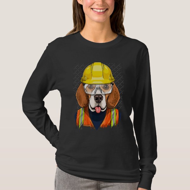 T-shirt Construction Worker Beagle Laborer Puppy Beagle Do (Devant)
