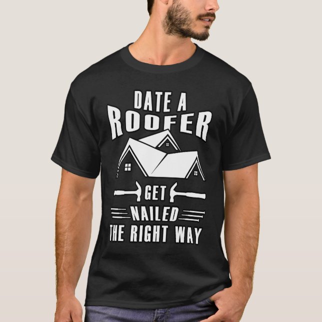 T-shirt Construction Worker Coffee Beer Roofing Tools Roof (Devant)