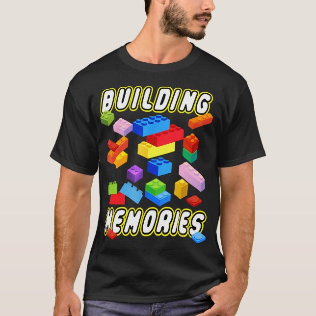 T-shirt Construire des souvenirs Construire des briques Bl (Devant)